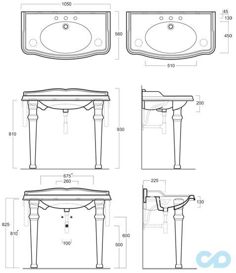 креслення Раковина Simas Arcade AR874
