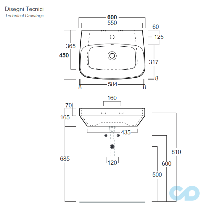 креслення Раковина Simas Baden Baden BB 10