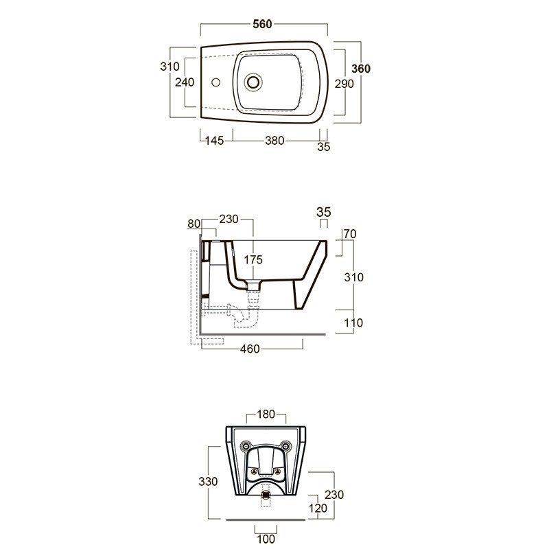 креслення Біде підвісне Sigma Baden Baden BB 19