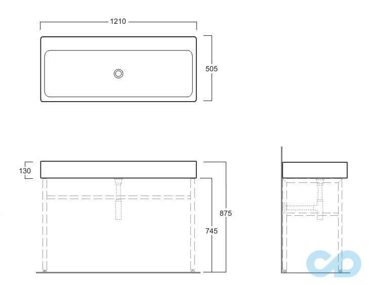 креслення Раковина накладна Simas Frozen U 120