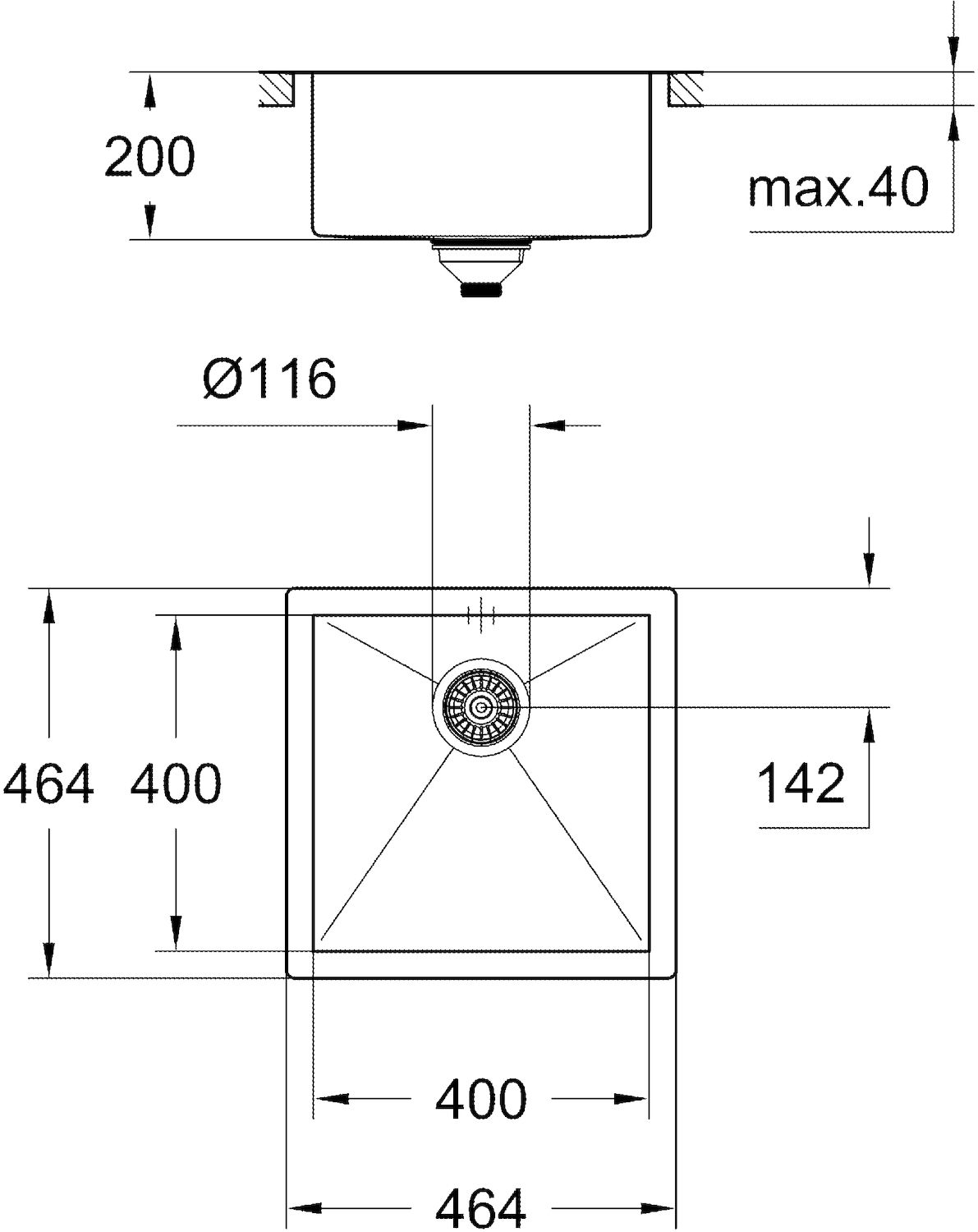 чертеж Кухонная мойка Grohe K700 31578SD0