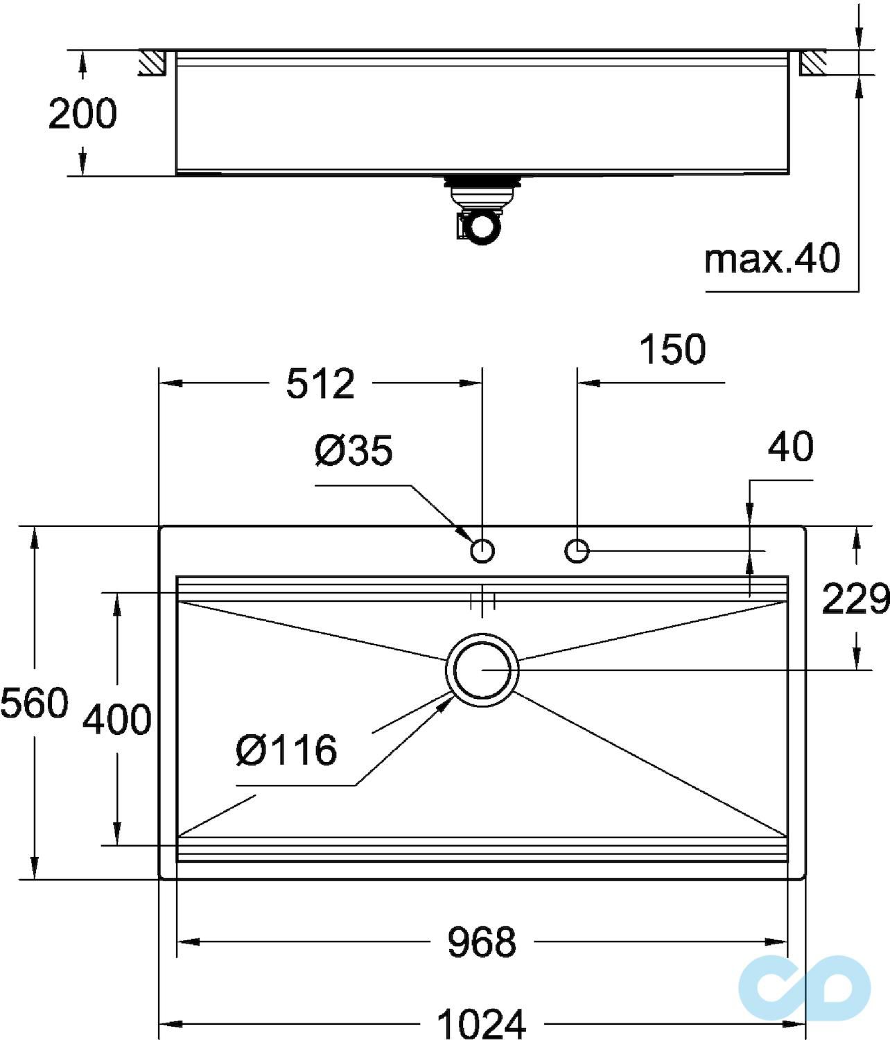 креслення Кухонна мийка Grohe K800 31586SD0