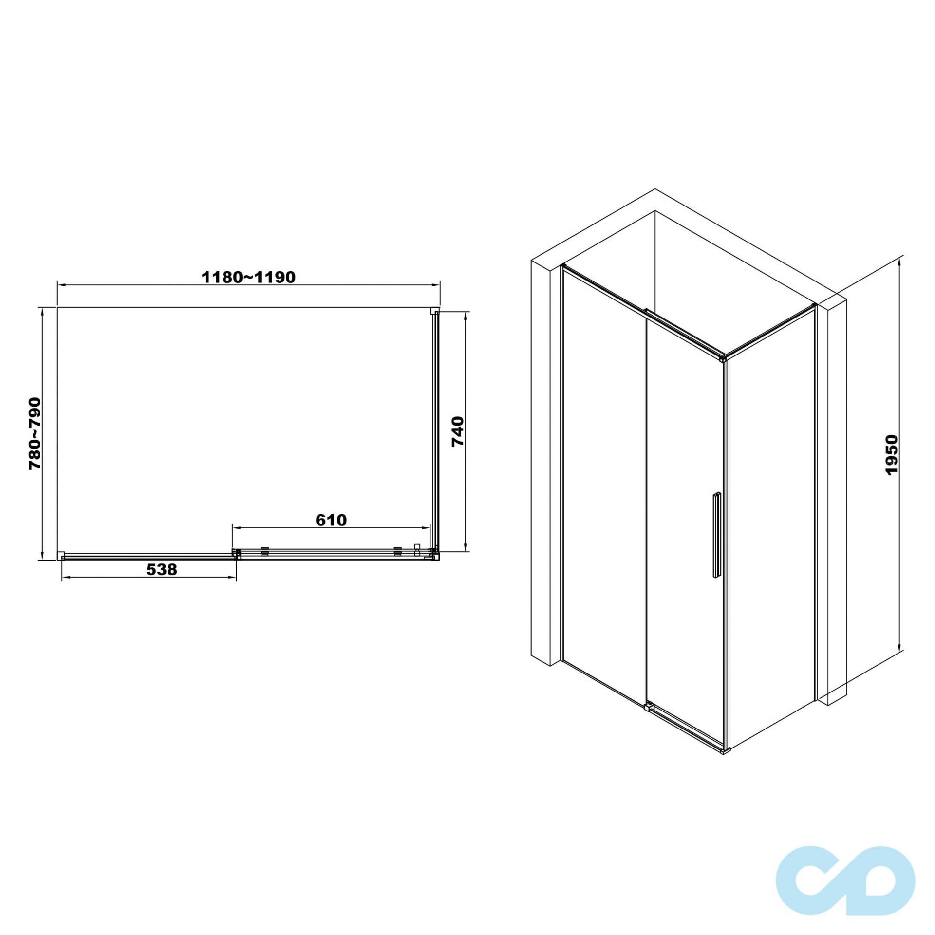 креслення Душова кабіна Eger A LÁNY 599-550/1 Black