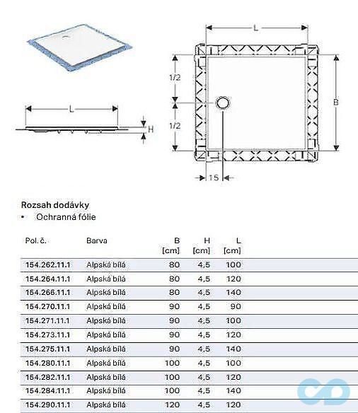 чертеж Душевой поддон Geberit Setaplamo 154.284.11.1