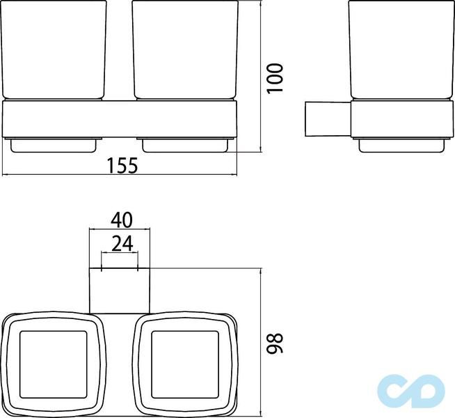 креслення Стакан для зубних щіток Emco Loft 0525 001 00