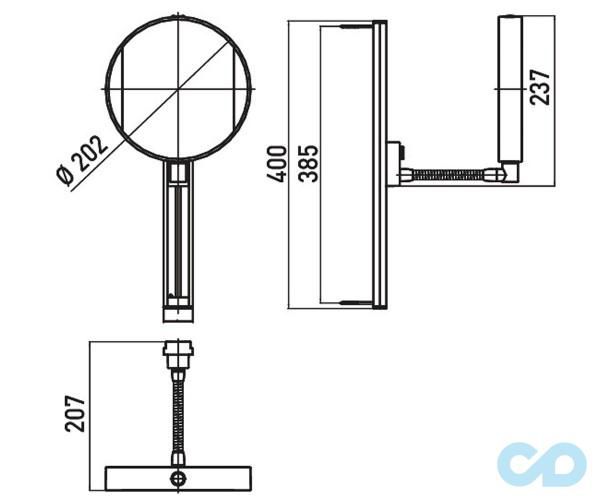 креслення Косметичне дзеркало Emco Spiegel 1095 060 12