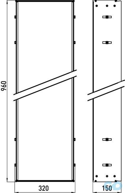 креслення Монтажна рамка для вбудованих пеналів Emco 9770 000 61
