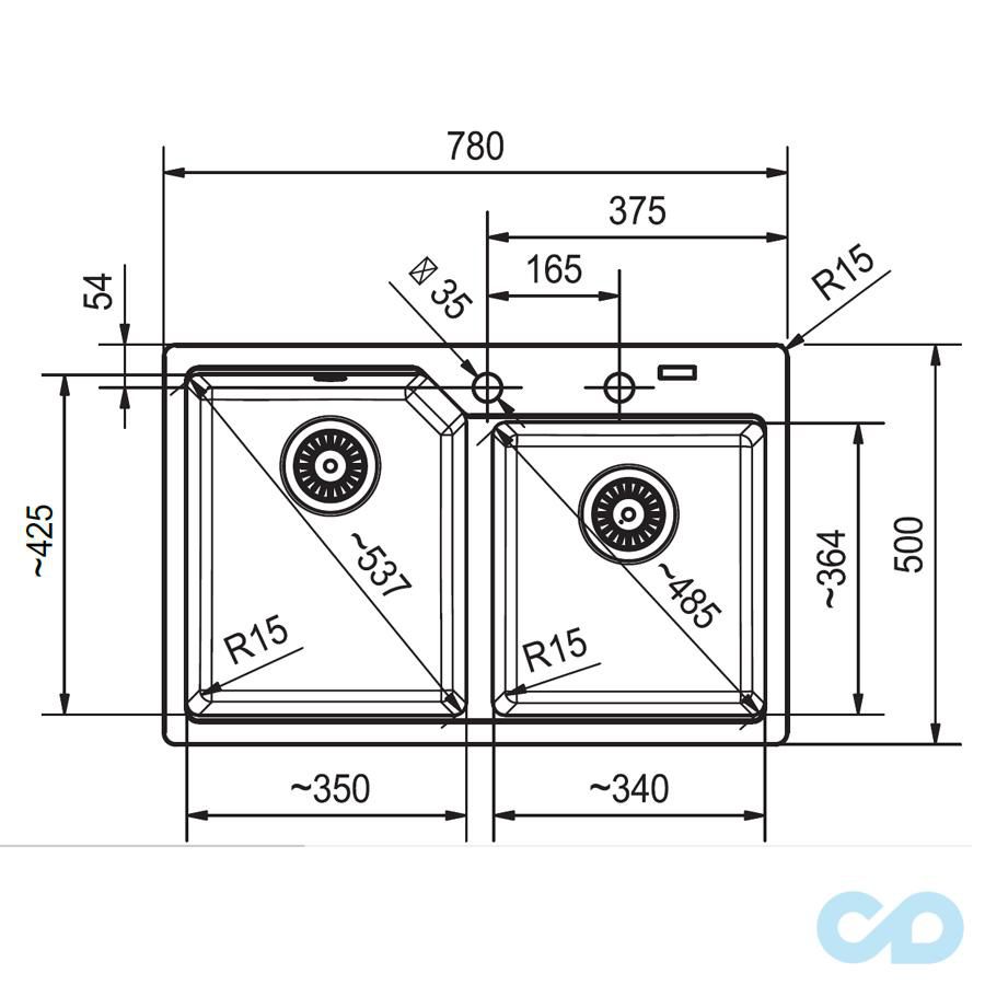 креслення Кухонна мийка Franke Urban UBG 620-78 114.0574.972