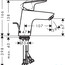 розмір змішувач для раковини hansgrohe logis 71078000, lowflow