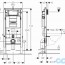 креслення Інсталяція для унітазу Geberit Duofix 111.300.00.5 + 115.883.JT.1 із захистом від слідів пальців