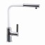 Кухонний змішувач Kludi L-Ine 408519375 з висувним виливом хром-білий матовий