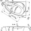 креслення Кутова акрилова ванна VagnerPlast Flora VPBA151FLA3PX-01