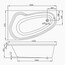 креслення Кутова акрилова ванна VagnerPlast Avona VPBA159AVO3PX-01
